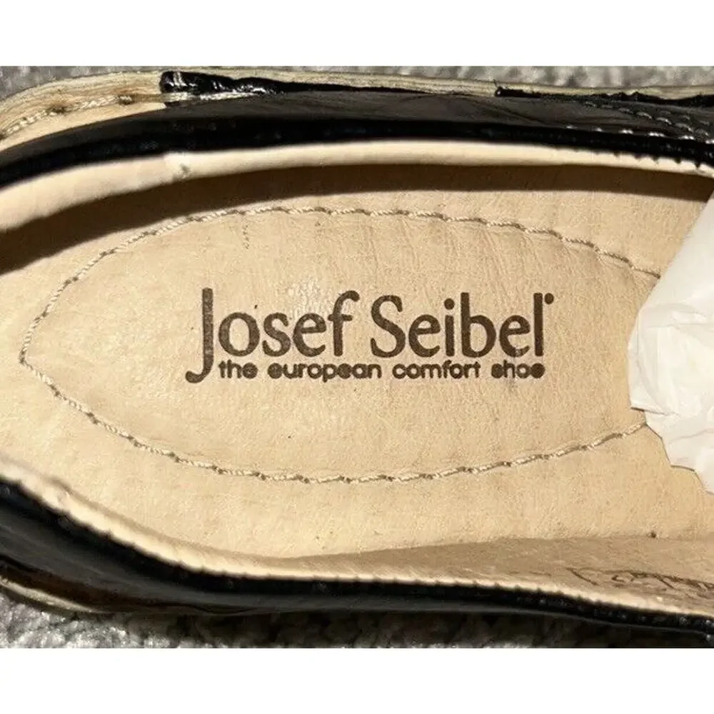 Josef Seibel Ida Black Sandals Loafers‎ Womens Sz US 6.5 EU 37 Leather Fisherman